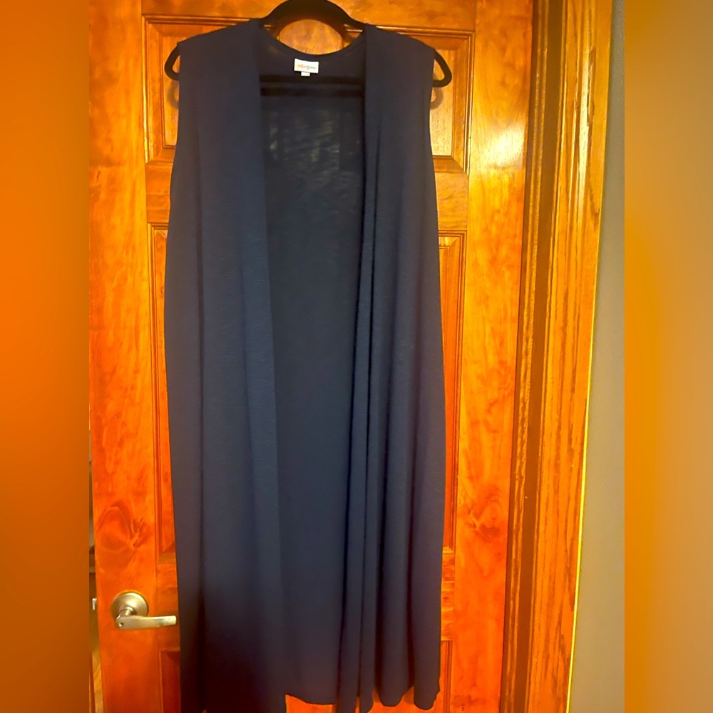 Lularoe Joy long tunic tank with split sides.   Navy